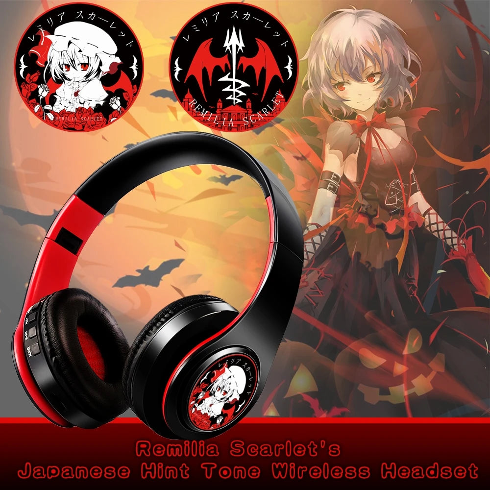 Demon Slayer Kamado Tanjirou Anime Bluetooth Headphones – Wireless Gaming Headset with Mic, TF Card Support, Deep Bass Anime Earphones V5.0
