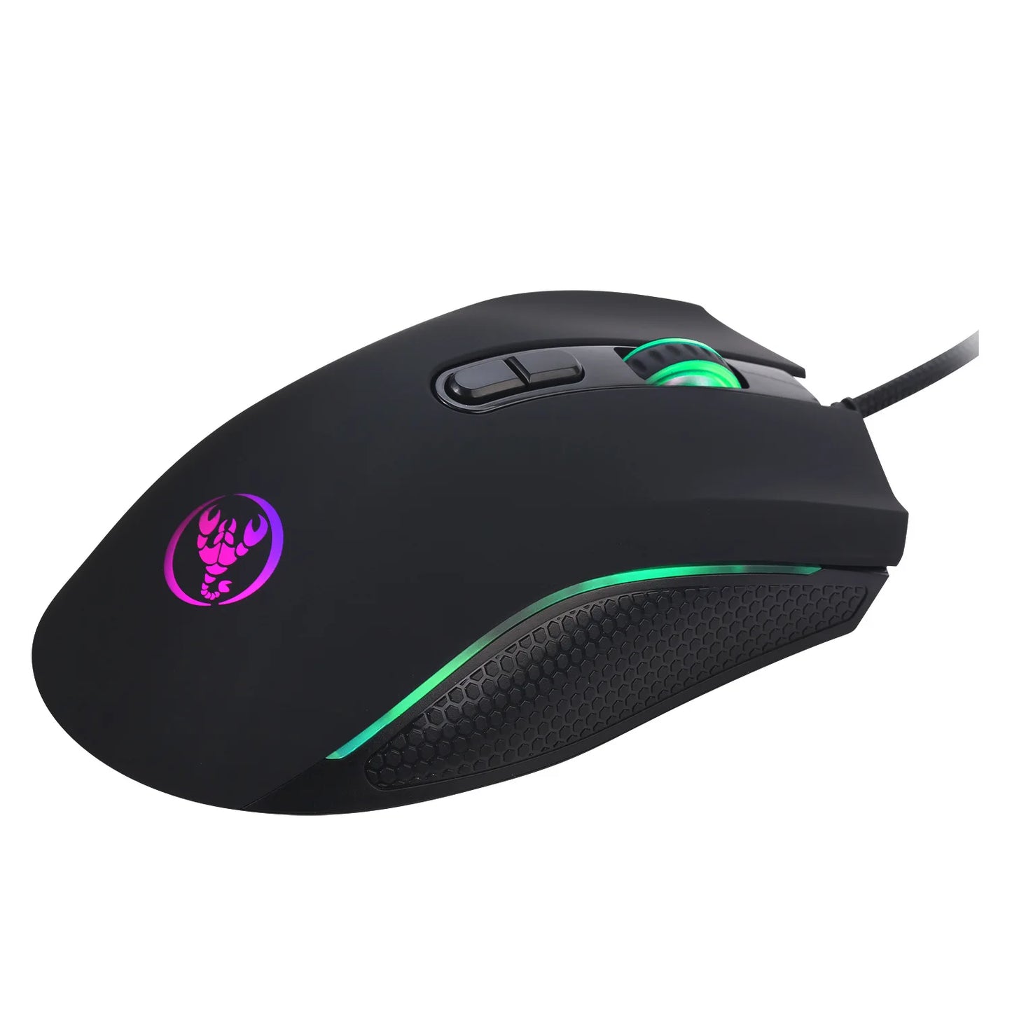 Mouse profesional de gaming optic, premium, cu iluminare LED în 7 culori intense și design ergonomic, 3200 DPI, pentru gameri LOL și CS
