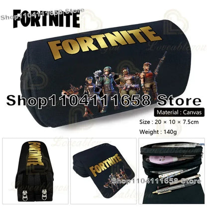 Fortnite Large Capacity Waterproof Velcro Pencil Case, Student Black Estuche Stationery School Pennenzak Supplies