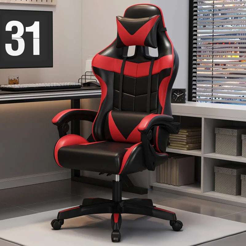 Ergonomic Gaming Chair for Home Office with Footrest, Reclining Computer Chair, Adjustable Swivel Gaming Chair with Lumbar Support for Streamers