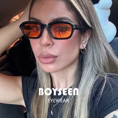 BOYSEEN Beach Sunglasses Man Summer Orange Sun Glasses UV400  Narrow frame square punk sunglasses show