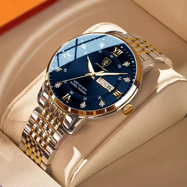 Ceas de mână pentru bărbați POEDAGAR Business Quartz, oțel inoxidabil, rezistent la apă, dată luminoasă, ceas de mână de lux casual pentru bărbați