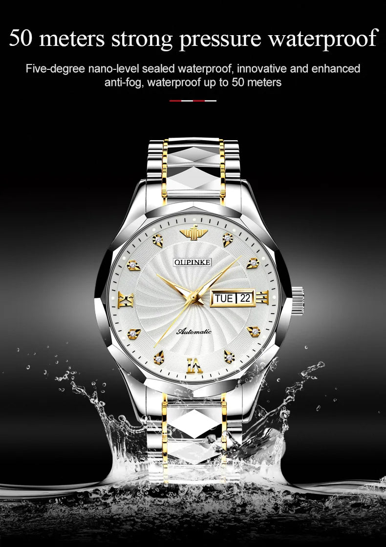OUPINKE 3169 Japan Movement Men's Watch Classic Luxury Men's Watches Tungsten Steel Strap Man Wristwatch
