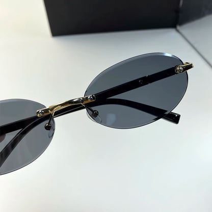 Rimless Sunglasses Oval Fashion Popular Female Male Sunglasses Round Sunglasses Female Male Summer Travel Glasses