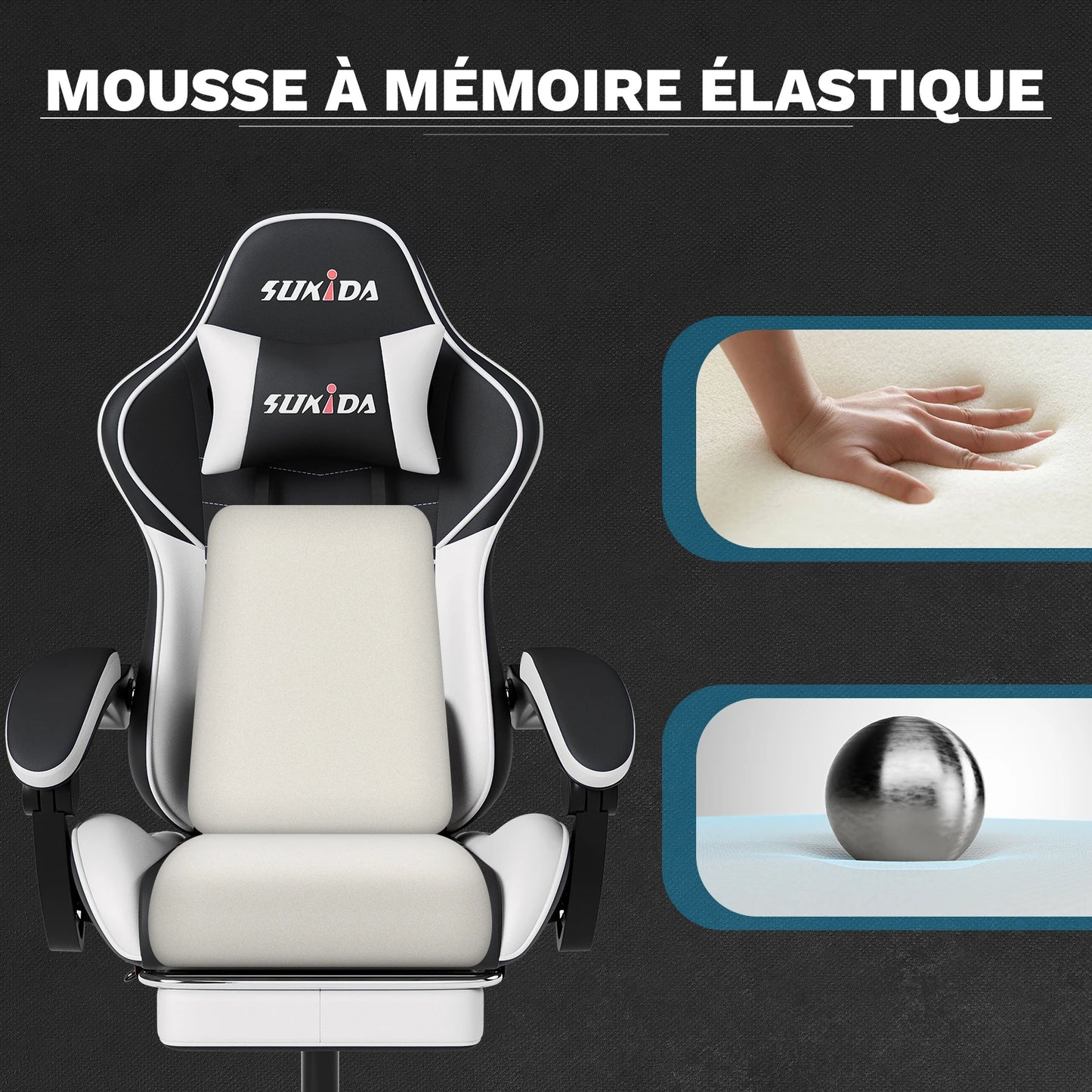 SUKIDA Gaming Chair Ergonomic Video Game Chair Comfortable Computer Chair with Footrest and Lumbar Support Office Chair