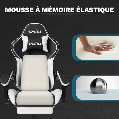 SUKIDA Gaming Chair Ergonomic Video Game Chair Comfortable Computer Chair with Footrest and Lumbar Support Office Chair