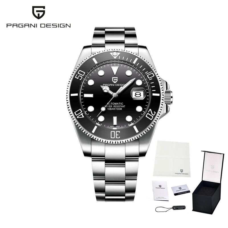 New PAGANI DESIGN Diving Automatic MechanicalWatch Luxury Sports WaterproofWatch Stainless Steel Sapphire Luminous Watch for Men