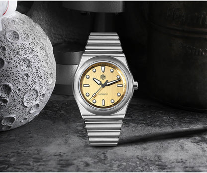 San Martin 40mm Men Sports Watch SS Brushed Dial Integrated Bracelet Miyota 90S5 Original Design Automatic Mechanical SN0149