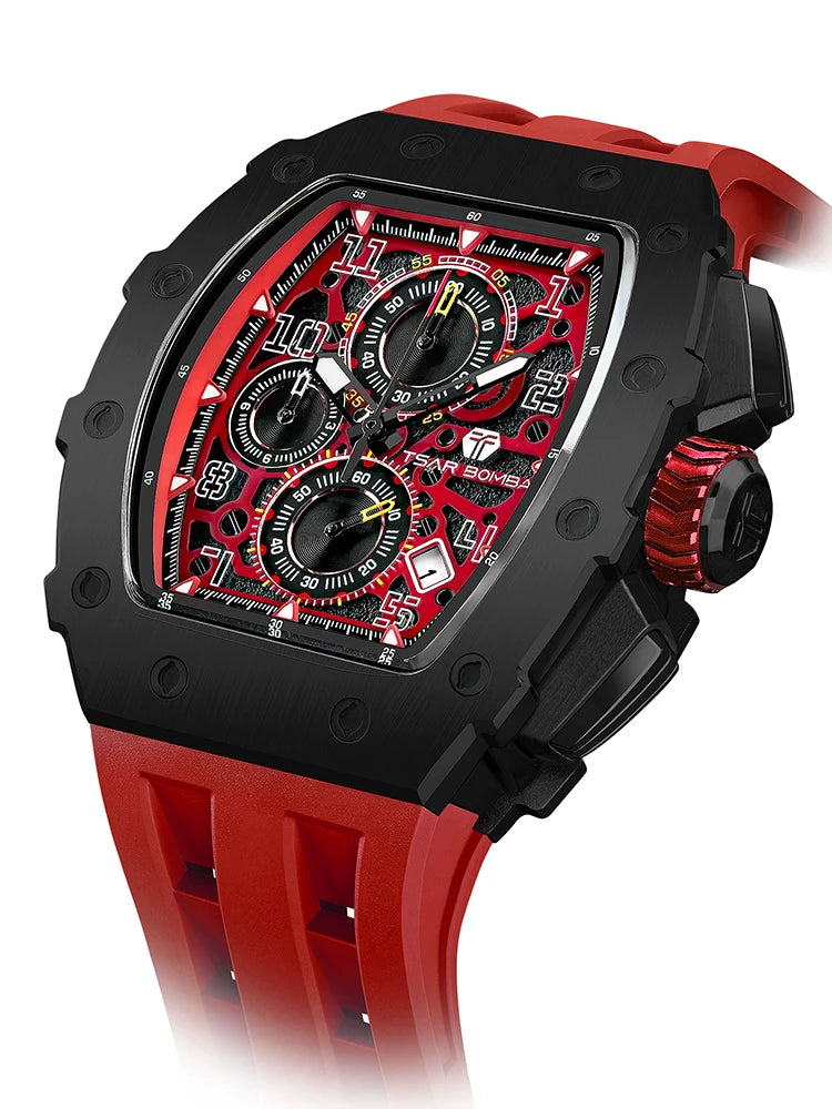 TSAR BOMBA Neue TB8204 Uhr für Herren, Japanisches Quarz-Chronographenwerk, 50M wasserdichte Armbanduhr, modische Sportuhr, luxuriöses Geschenk für Herren