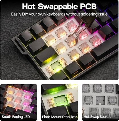 AULA Mini60 HE/Pro/Max 60% Magnetic Switch Keyboard RGB Tri Mode Wireless Mechanical Keyboard 8000Hz 0.01mmRT for Pc Gamer Gifts