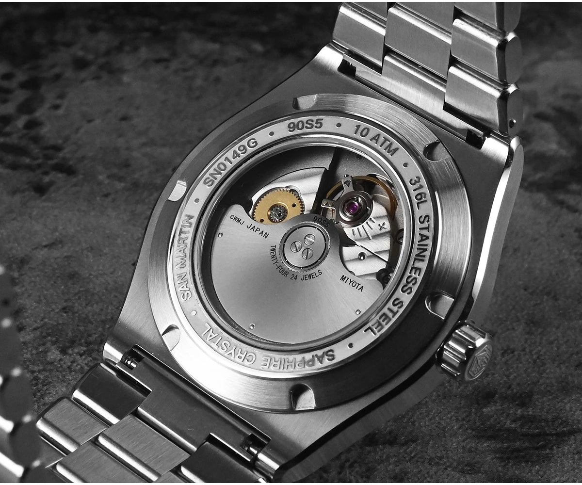 San Martin 40mm Men Sports Watch SS Brushed Dial Integrated Bracelet Miyota 90S5 Original Design Automatic Mechanical SN0149