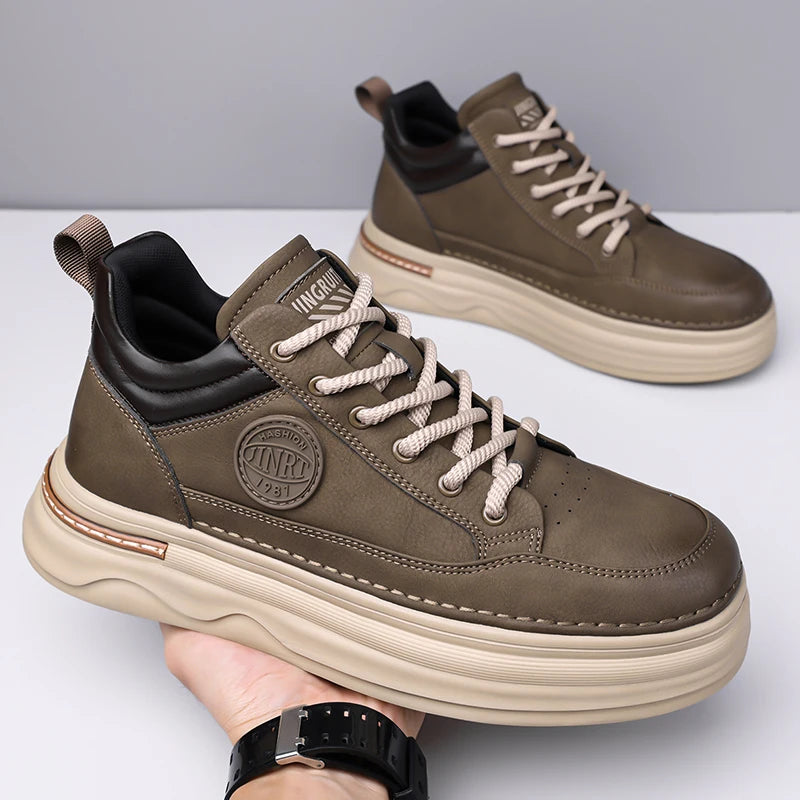 Pantofi Oxford casual pentru bărbați, din piele, cu talpă groasă, la modă, pentru exterior, fără toc, de calitate superioară, pantofi Oxford realizați manual, pentru plimbare