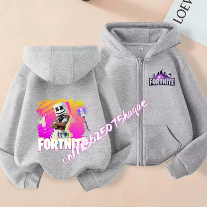 Kid Outdoor Jacket Cartoon FORTNITED Girl Boy Sweatshirt Coat High-Quality Thin Windbreaker Girl Autumn Zip Jacket Clothing Tops