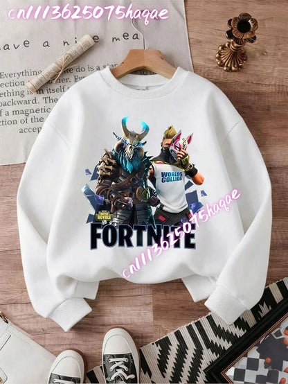 Fortnite Children Long-Sleeved Girls Streetwear Boys Baby Sweatshirt Pullover Sweatshirt Anime Fashion Kid Clothing Tops Gift