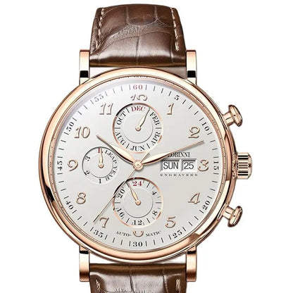 Luxury Brand Switzerland LOBINNI Perpetual Calendar Automatic Mechanical Men's Watches Sapphire Multi-function Clock L13019-8