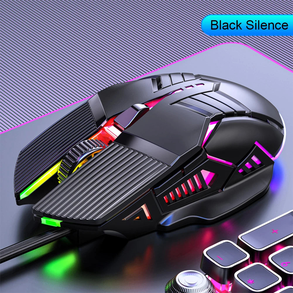 3200 DPI Ergonomic Wired Gaming Mouse, USB Computer Mouse, Gaming RGB Backlit Gamer Mouse, 6 Button LED Silent Mice for PC Laptop