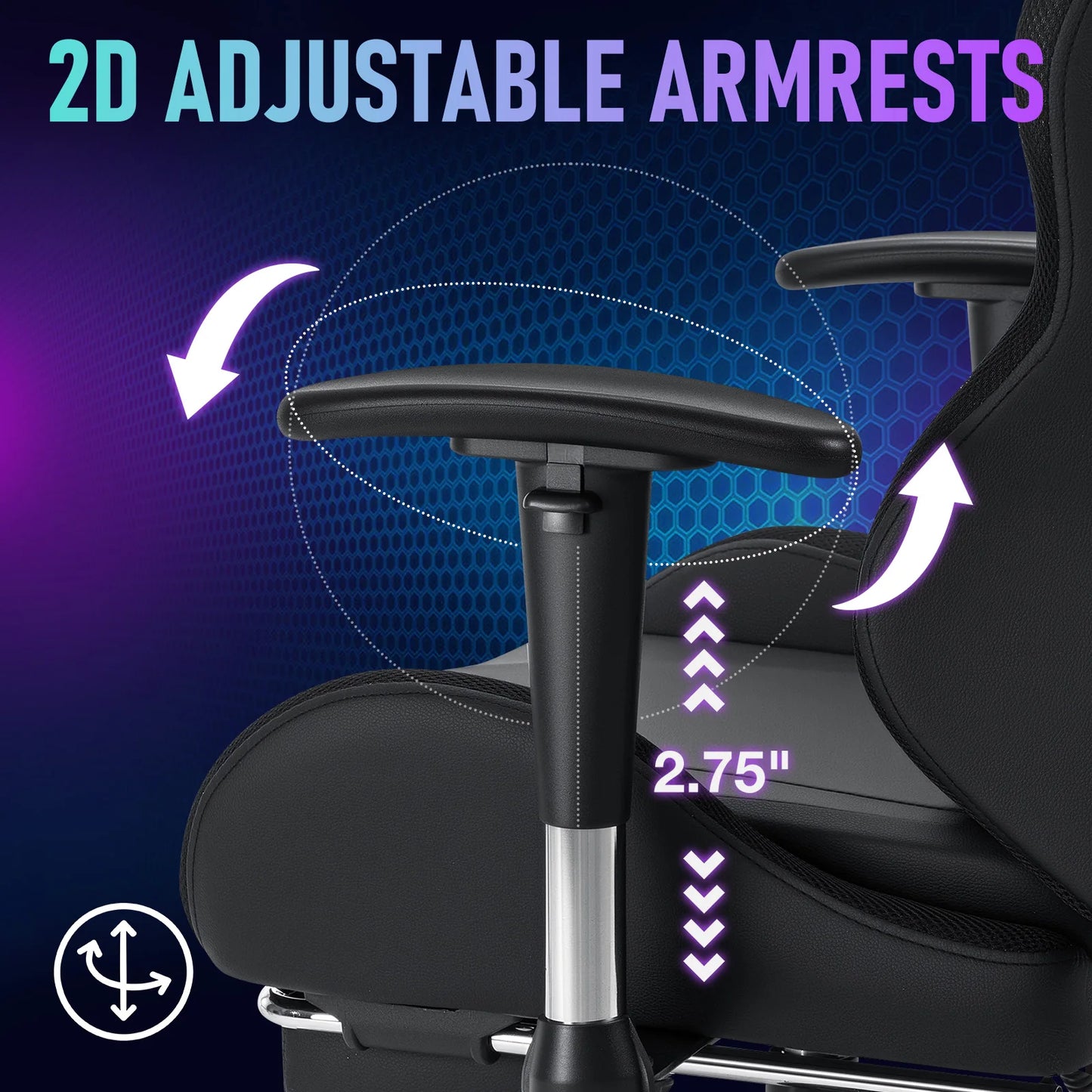 250Lbs Load LED Gaming Chair for Children 8-15 Years, Adjustable Gamer Chair with LED Lighting, Footrest & Lumbar Support