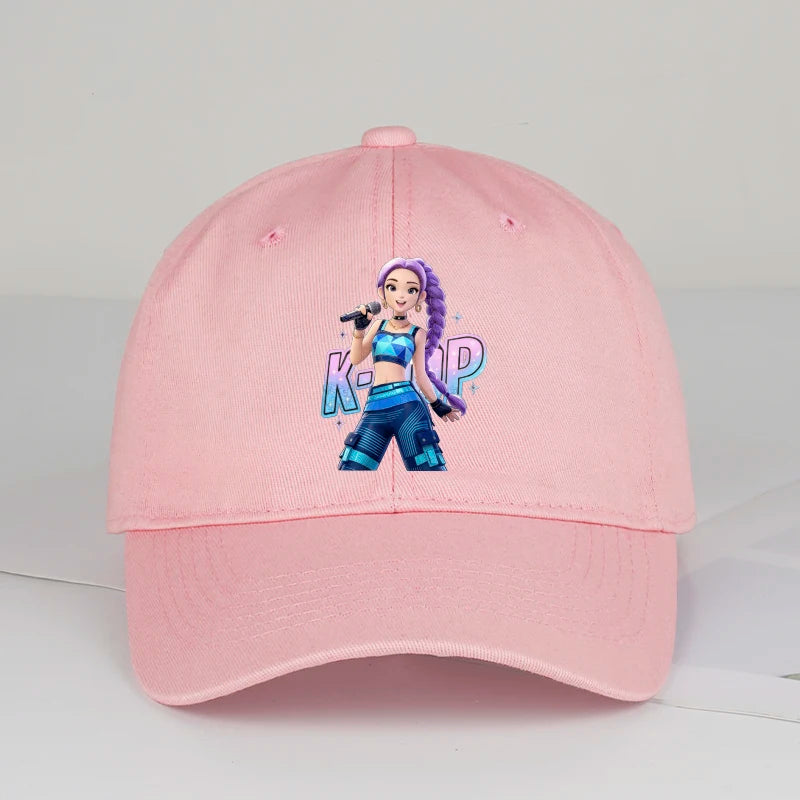 K-POP Purple Hair Idol Cartoon Print Baseball Cap Men Women Y2K Streetwear  Adjustable Dad Hat Sun Hat