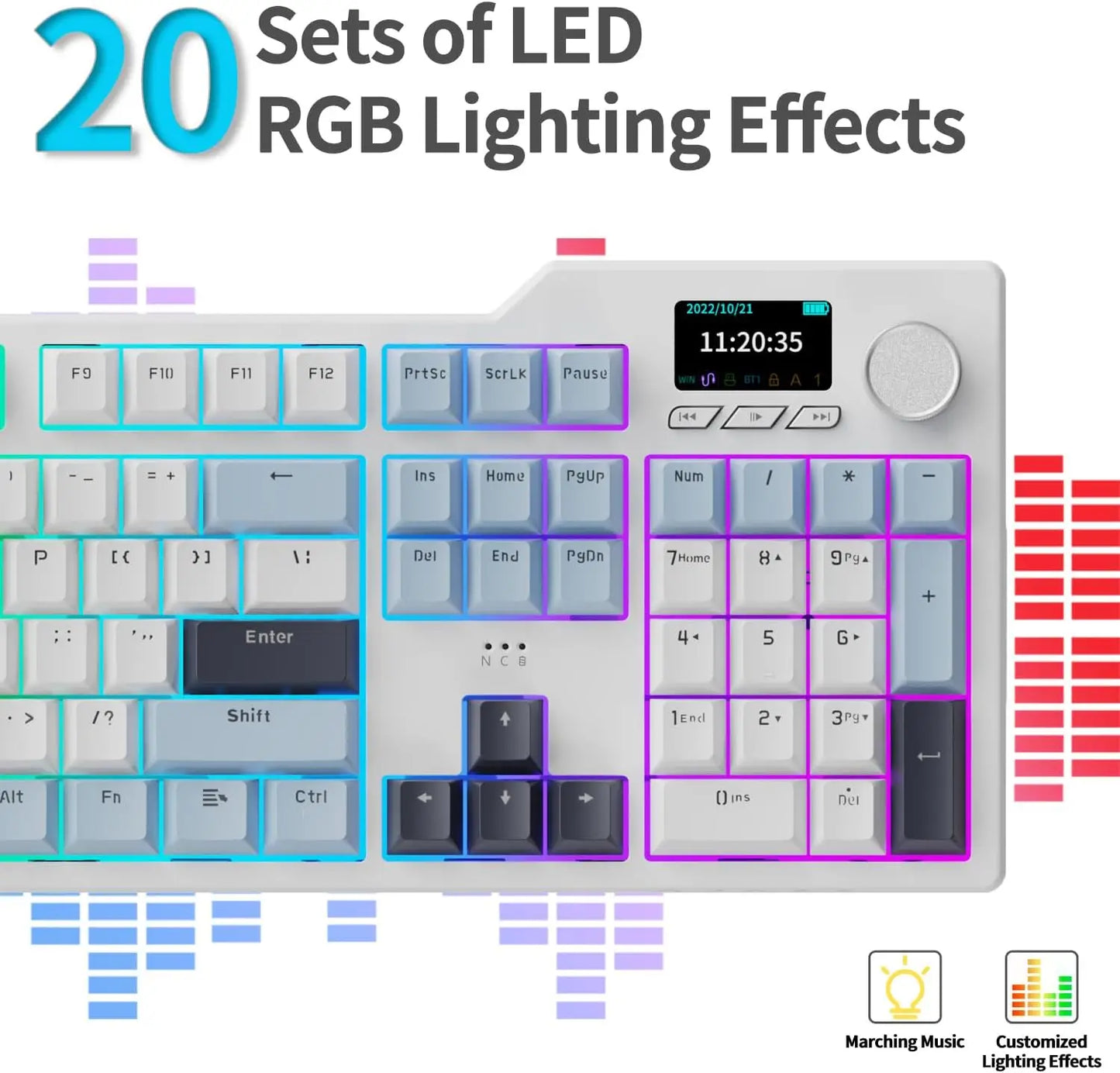 Ajazz AK35I V3 MAX 8000mAh battery Gaming mechanical keyboard Tri-mode Wired Bluetooth Wireless Hot-swappable TFT color screen