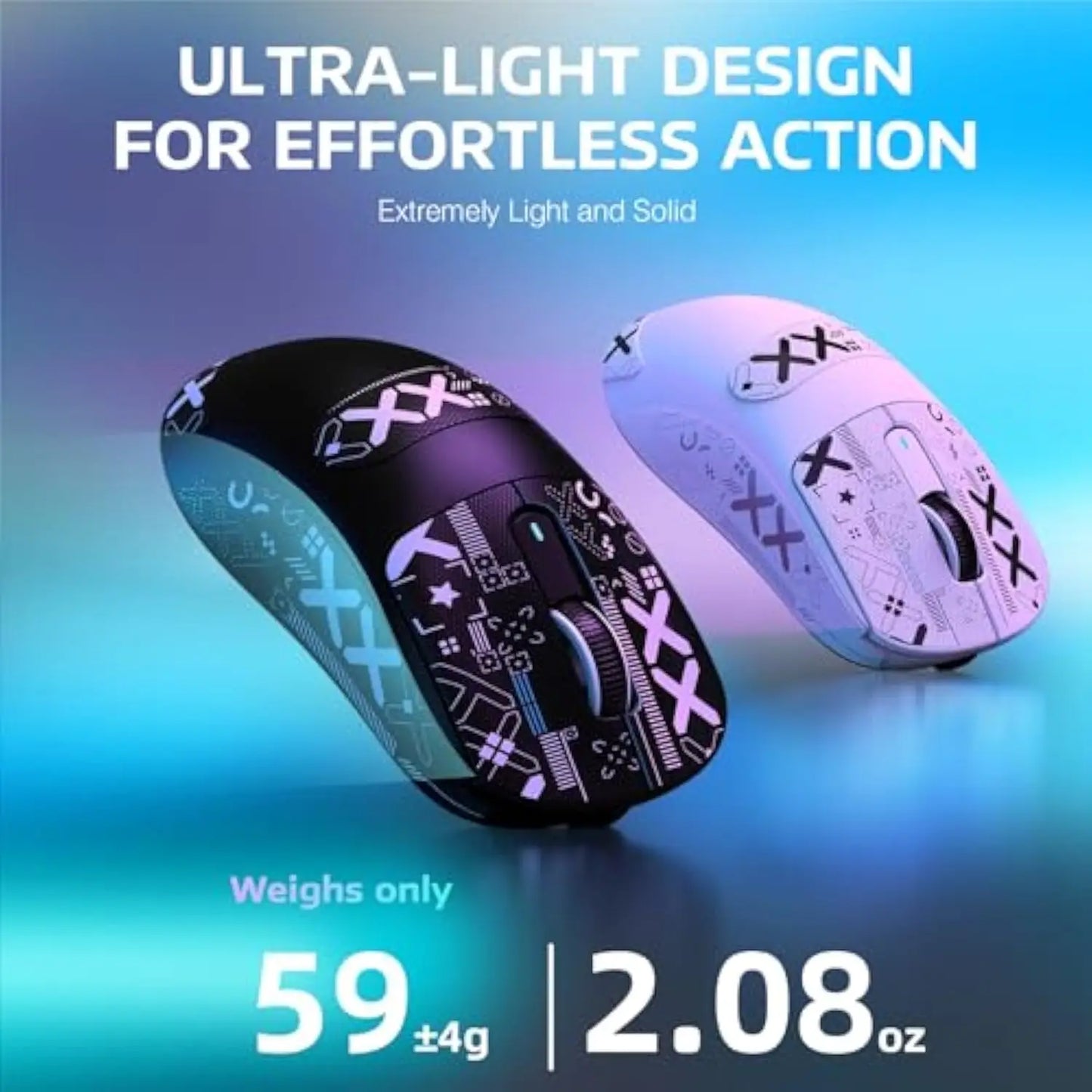 Mouse de gaming wireless Bluetooth Attack Shark X3Pro, PixArt PAW3395, 26000dpi, mouse optic, conexiune tri-mode, mouse de gaming cu macrocomenzi