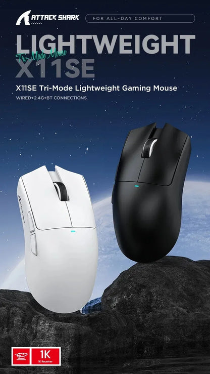 ATTACK SHARK X11SE ultra lagani bežični gaming miš, životni vijek od 20Million ciklusa, PAW3311 Gaming, 22KDPI, 400IPS, 40G, 1KHz, 65 Hours, 30mAH