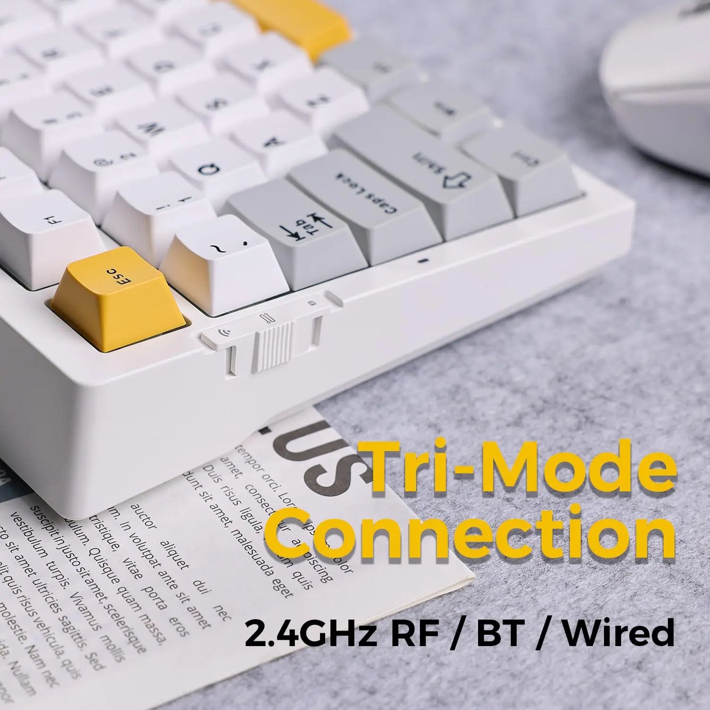 Teclado Mecânico Sem Fios MCHOSE G75 Pro 75% Layout, Montagem Gasket, 5 Camadas de Amortecimento, Retroiluminação RGB, Tri-Mode, Hot Swappable