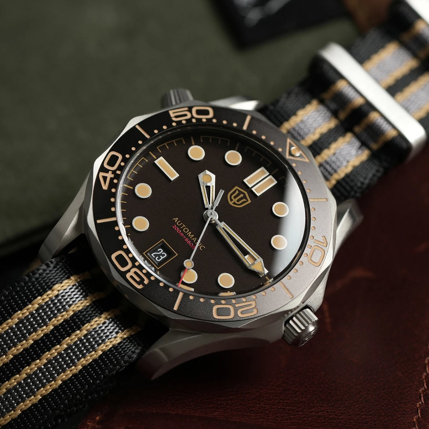 Watchdives WD007 V2 39mm Titanium Dive Watch PT5000 Automatic Movement Luminous 200m Waterproof Domed Bubble Sapphire Watches