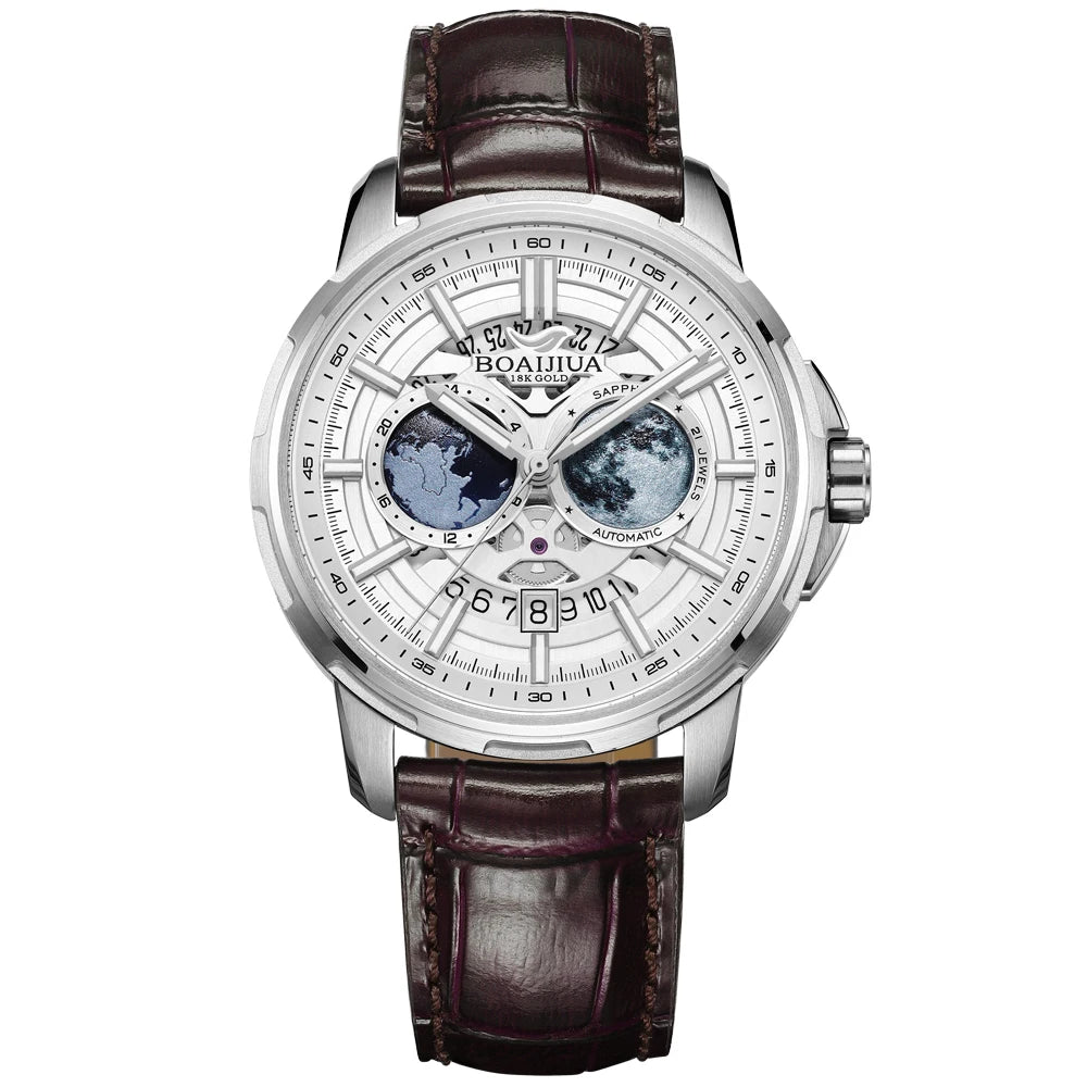 BORIAGE(BOAIJIUA) vollautomatische mechanische Herrenuhr mit Originaldesign, wasserdichte leuchtende mechanische Armbanduhr