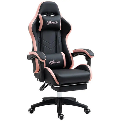 Adjustable Height Gaming Chair with Headrest, 65X65X121-129 Cm, Pink and Black