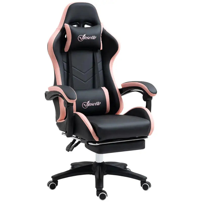 Adjustable Height Gaming Chair with Headrest, 65X65X121-129 Cm, Pink and Black