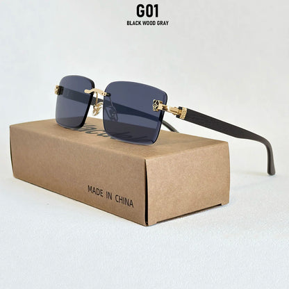 Square Sunglasses Women Luxe 2026 Rimless Sunglass Men Wooden Fashion Glasses Vintage Dropshipping Gafas De Sol Hombre Zonnebril