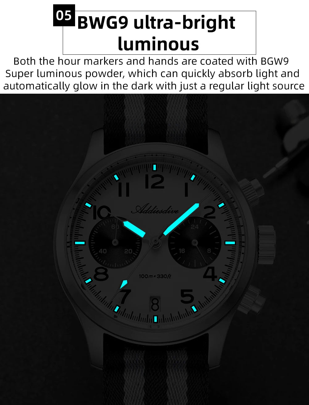 ADDIESDIVE 2025 New Panda Eye Men's Watches Retro Luxury VK64 Quartz Watch For Men Sport Chronograph 100M Waterproof Luminous