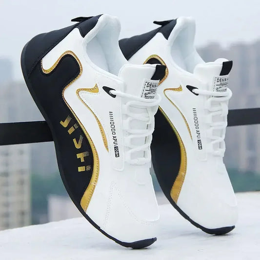 Men's PU Leather Waterproof Sneakers Casual Sports Shoes Lightweight Breathable Flat Non-Slip Tennis Shoes Zapatillas Hombre