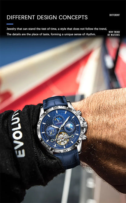 GLENAW Design Mens Watches Top Brand Luxury Fashion Business Automatic Watch Men's Waterproof Mechanical Watch Montre Homme