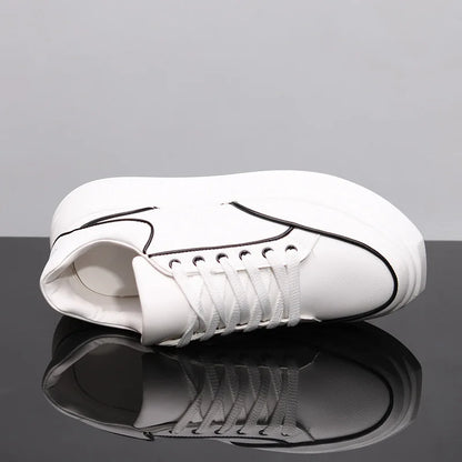Zapatos blancos pequeños para pareja, zapatos de hombre, zapatillas deportivas de mujer, zapatillas de hombre, zapatillas deportivas informales con aumento de altura en el interior