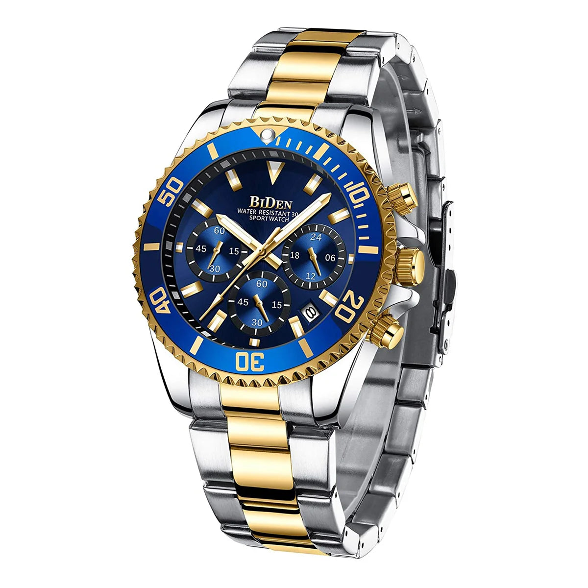 BIDEN Multi-functional men's quartz watch luxury waterproof night light business style diving series casual fashion watch