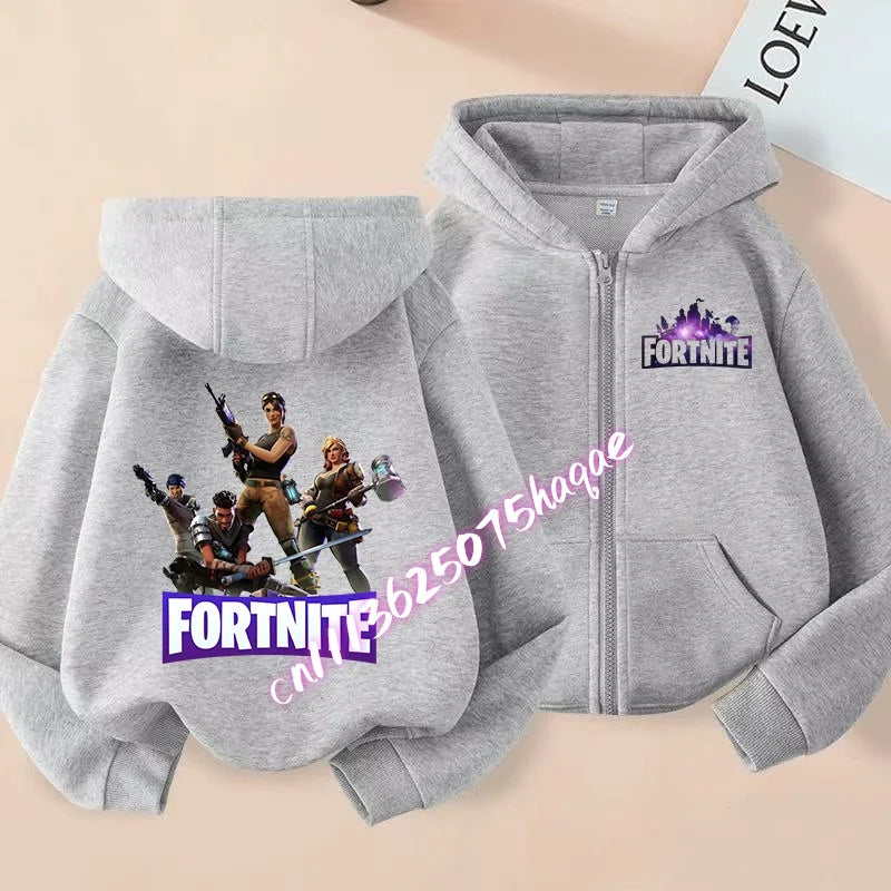 Kid Outdoor Jacket Cartoon FORTNITED Girl Boy Sweatshirt Coat High-Quality Thin Windbreaker Girl Autumn Zip Jacket Clothing Tops