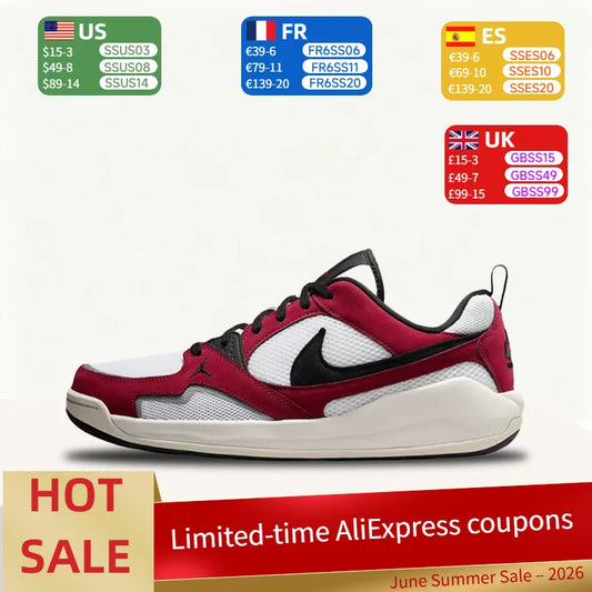 Nike Jordan CMFT Era Chicago Soft and Lightweight Comfortable Anti-Slip Low-Top Casual Shoes for Men - White and Red HJ6777-106