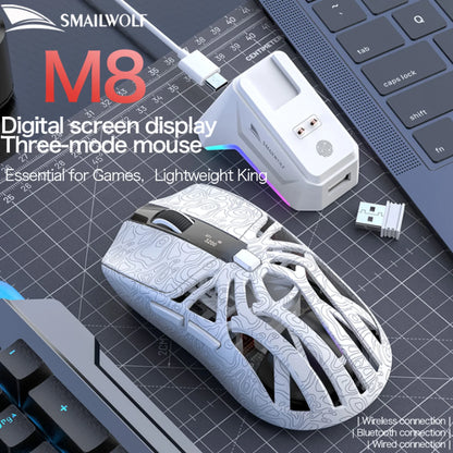SMAILWOLF M8 Bluetooth Wireless Gaming Mouse, Tri-Mode RGB Rechargeable Mouse with PAW3311 Sensor, 12000 DPI Lightweight Gaming Mouse for PC & Office