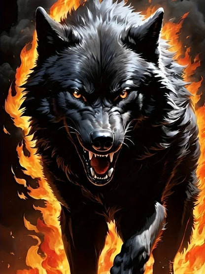 Men 3D Pattern Fire Wolf Graphic Print T-Shirt Summer Oversized Causal T-Shiet Men's Fashion Fitness Short Sleeve Clothing Tops