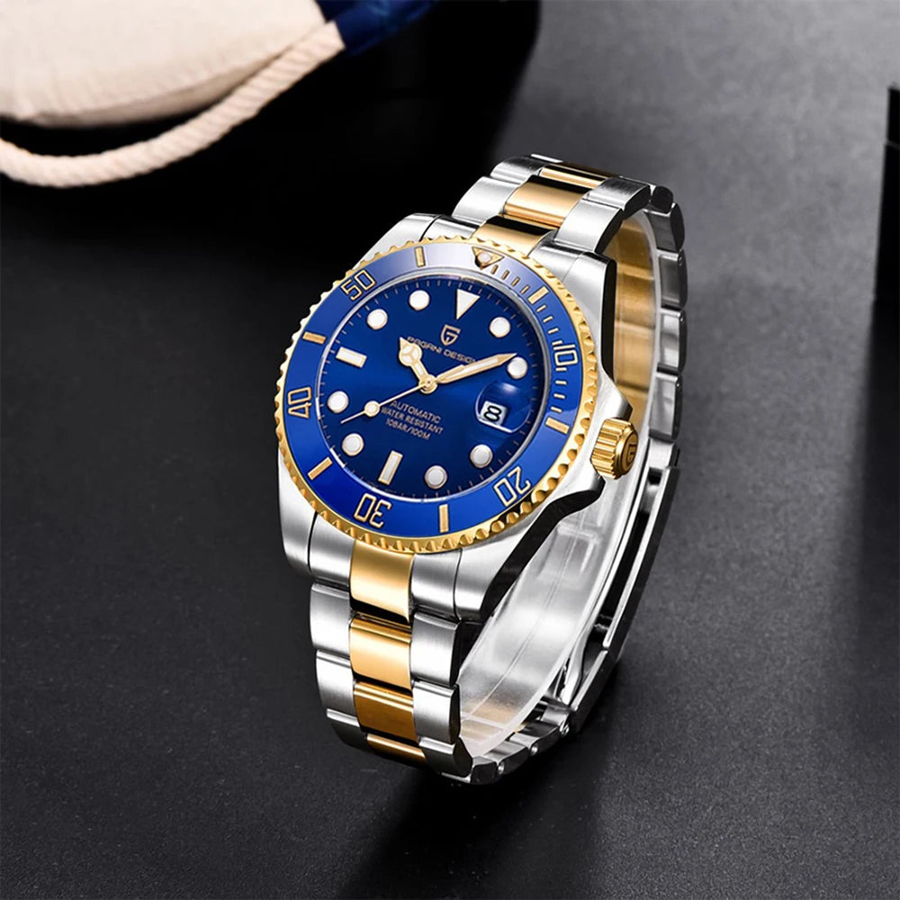 New PAGANI DESIGN Diving Automatic MechanicalWatch Luxury Sports WaterproofWatch Stainless Steel Sapphire Luminous Watch for Men