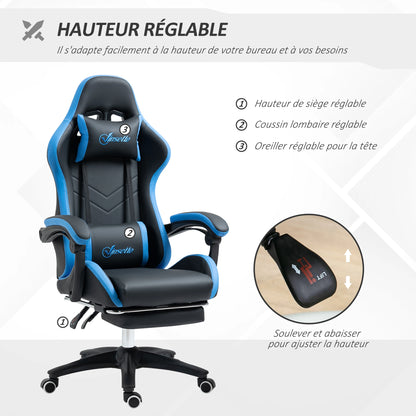 Gaming Chair with footrest, Ergonomic Gaming Chair with Lumbar Cushion, head, Gaming Chair, Adjustable heights computer Chair
