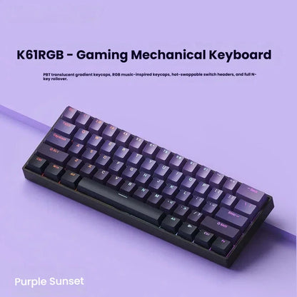 Clavier mécanique filaire K61 USB Mini Gaming, remplaçable à chaud, avec câble détachable