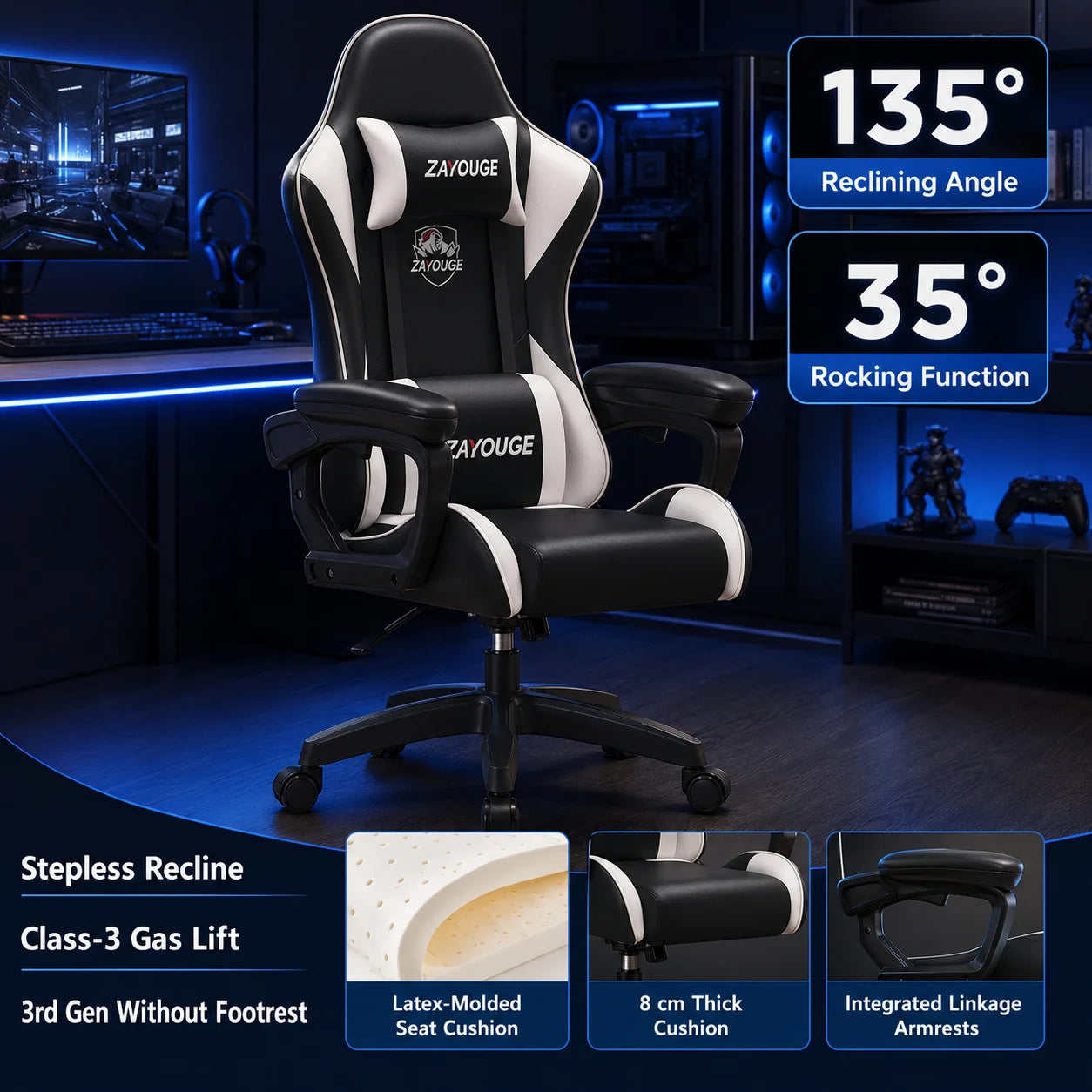 AOLIVIYA Gaming Reclining Office Chair Home Computer Rotating Lifting Backrest Internet Cafe E Sports Game Seat With Footrest
