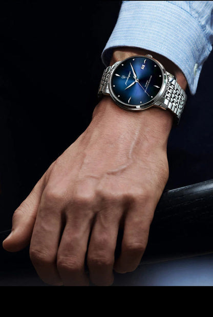 Ceas de mână pentru bărbați POEDAGAR Business Quartz, oțel inoxidabil, rezistent la apă, dată luminoasă, ceas de mână de lux casual pentru bărbați