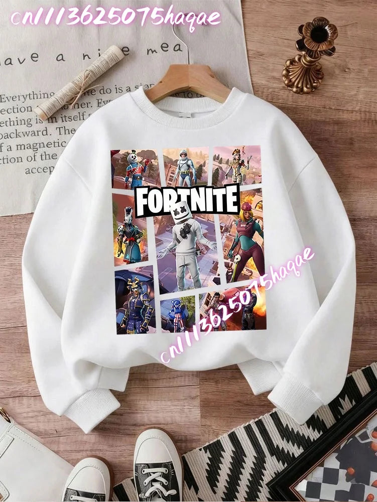 Fortnite Children Long-Sleeved Girls Streetwear Boys Baby Sweatshirt Pullover Sweatshirt Anime Fashion Kid Clothing Tops Gift