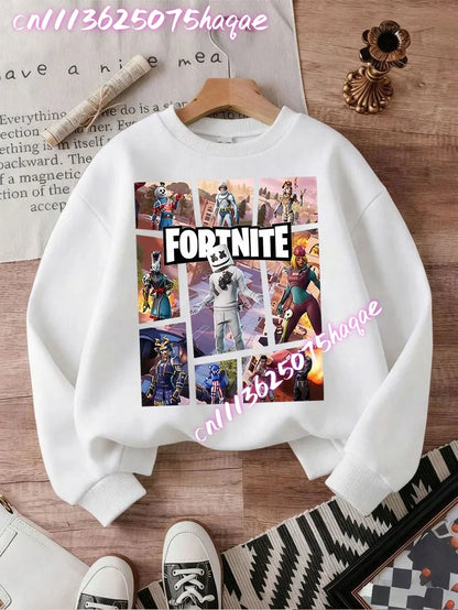 Fortnite Children Long-Sleeved Girls Streetwear Boys Baby Sweatshirt Pullover Sweatshirt Anime Fashion Kid Clothing Tops Gift