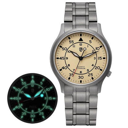 BERNY Titanium Men Quartz Watch AR Coating Sapphire Fashion Wristwatch Luminous VH31 Ultra-thin Wristwatch Waterproof 5ATM Watch