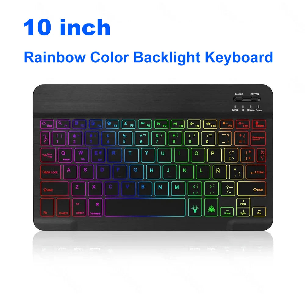 Mini-Bluetooth-Tastatur RGB kabellose Tastatur 10 Zoll beleuchtete Tastatur mit Hintergrundbeleuchtung Touchpad-Tastatur für iOS Android Windows iPad