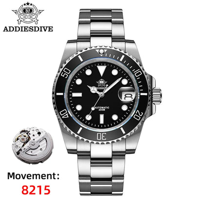 ADDIESDIVE Luxury Men's Automatic Watch 8215 Mechanical Watch BGW9 Luminous Sapphire Glass Diver's Watch Men Analog Watch AD2503